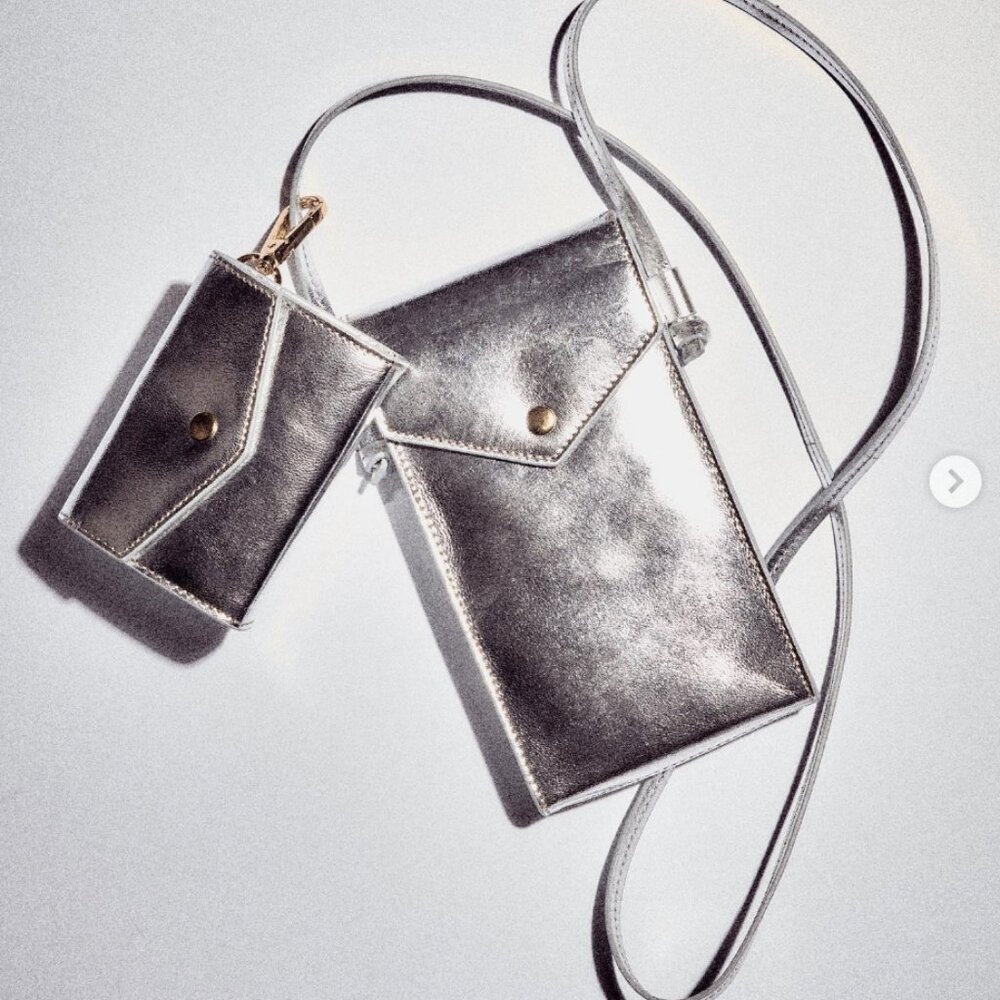 J.CREW  GRACIE Silver Bag Phone and Airpods